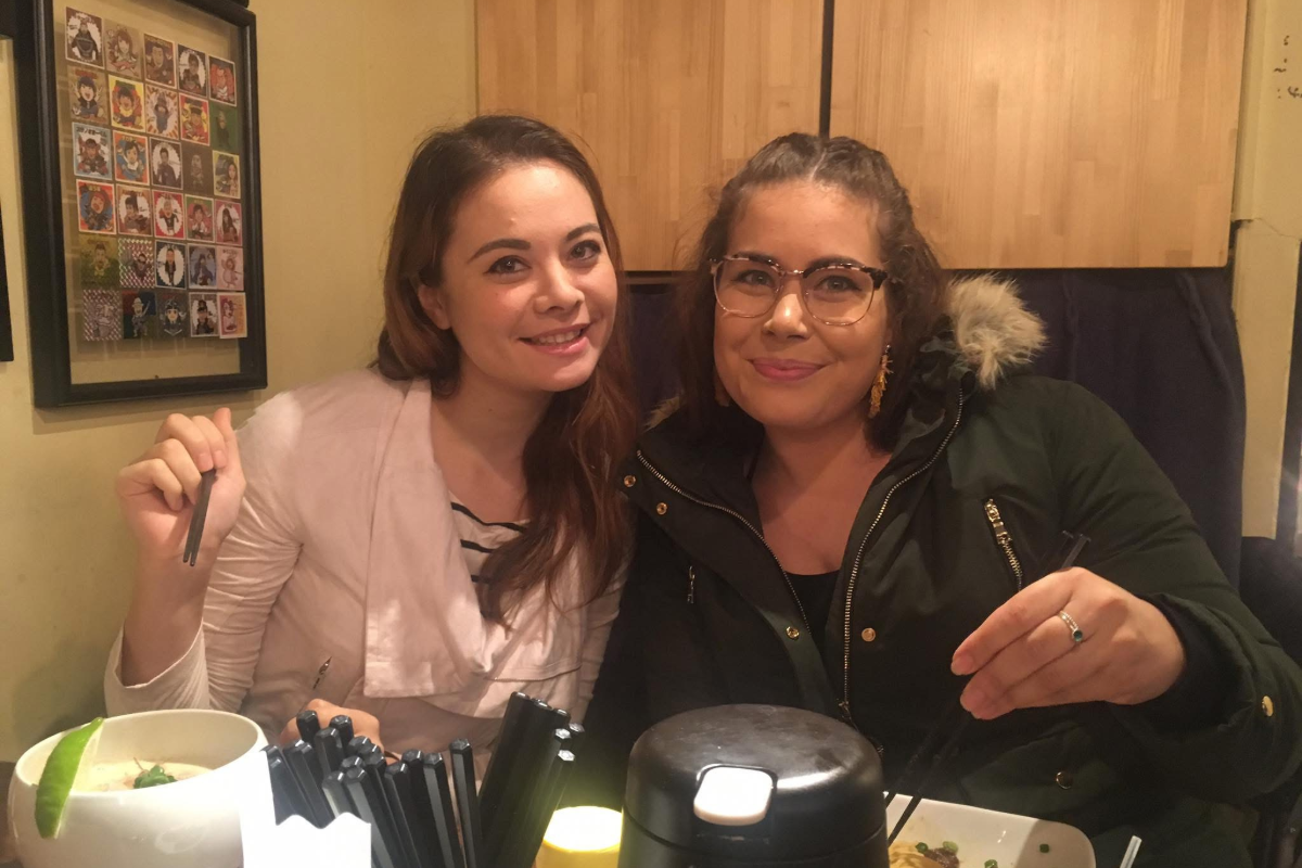 A photo of Iori with her host sister at a Japanese restaurant