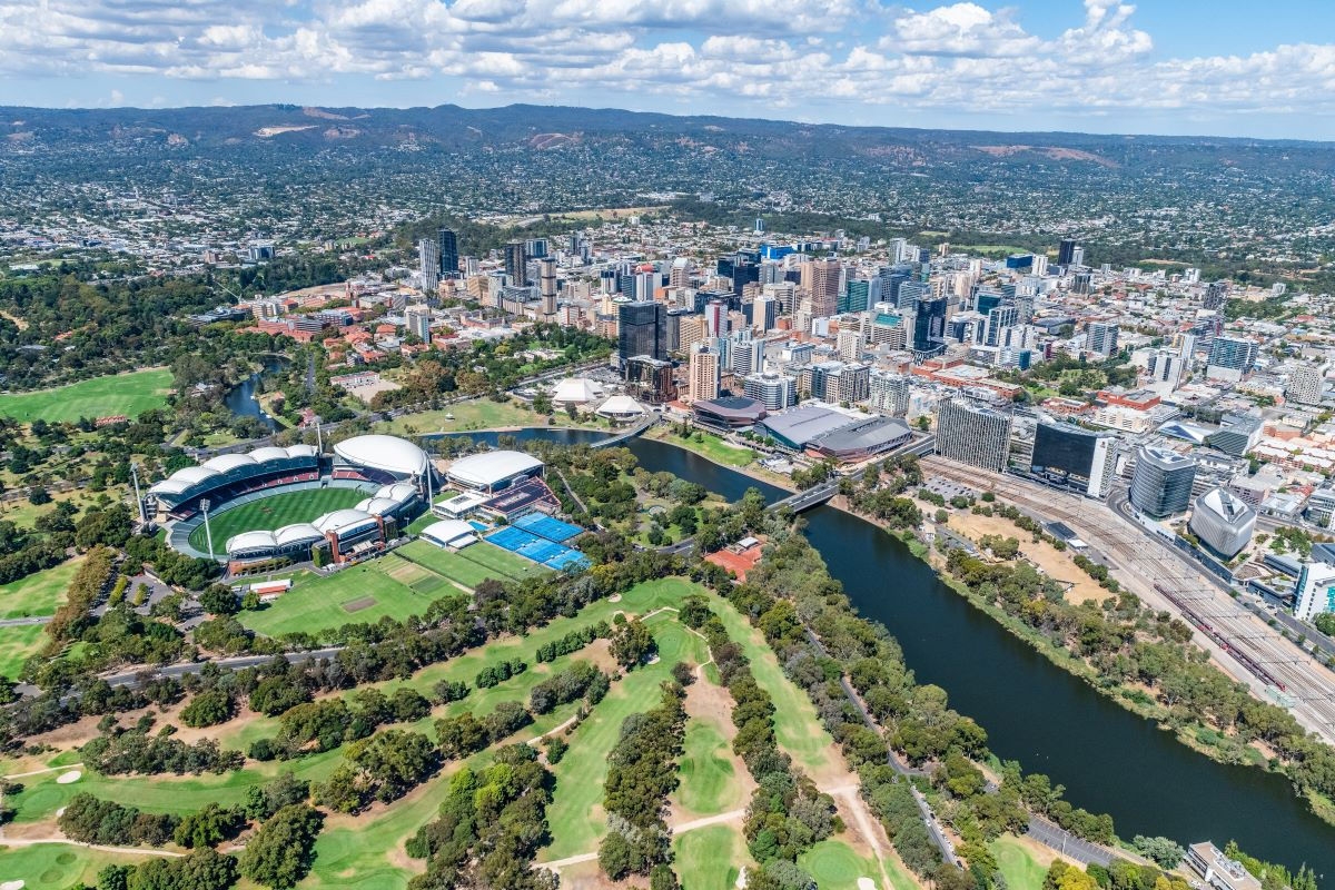 An aerial photo of Adelaide city 