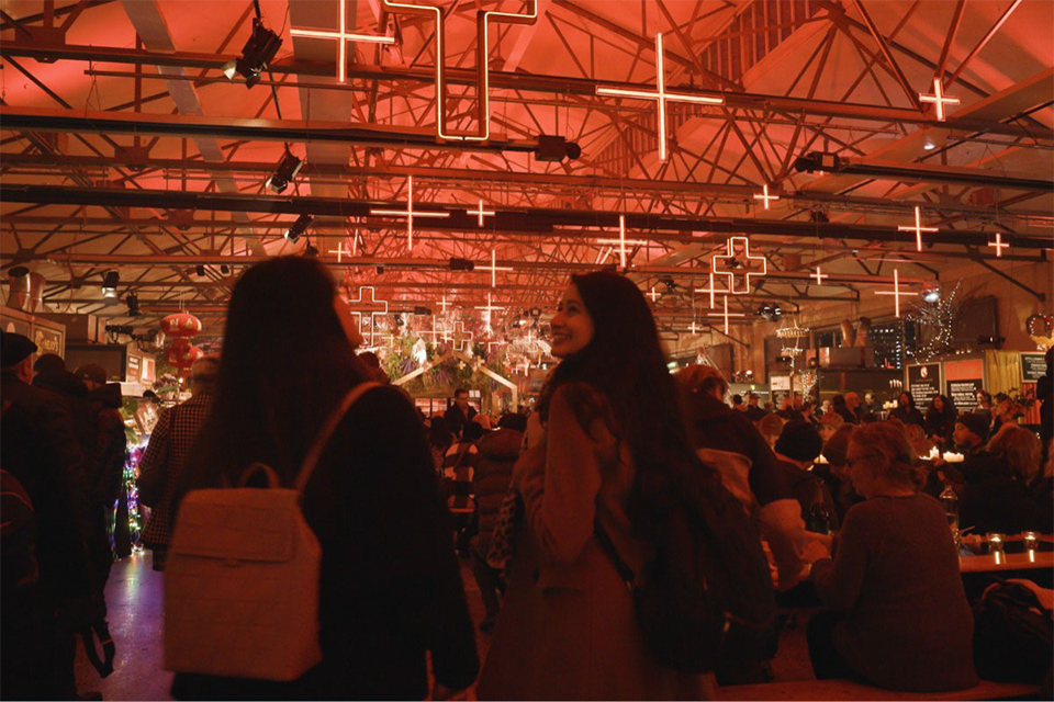 International students enjoying the Dark Mofo festival in Hobart, Tasmania. 