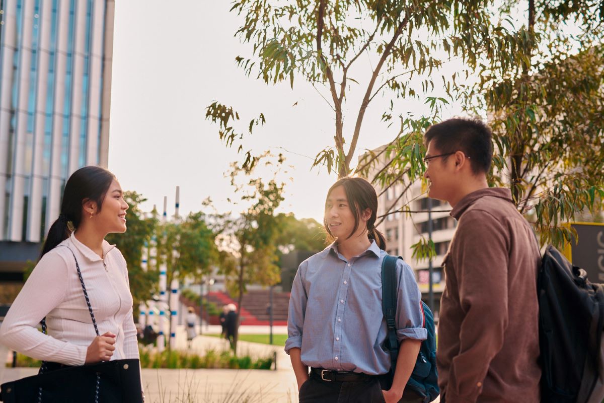 International students socialising on campus at the University of NSW