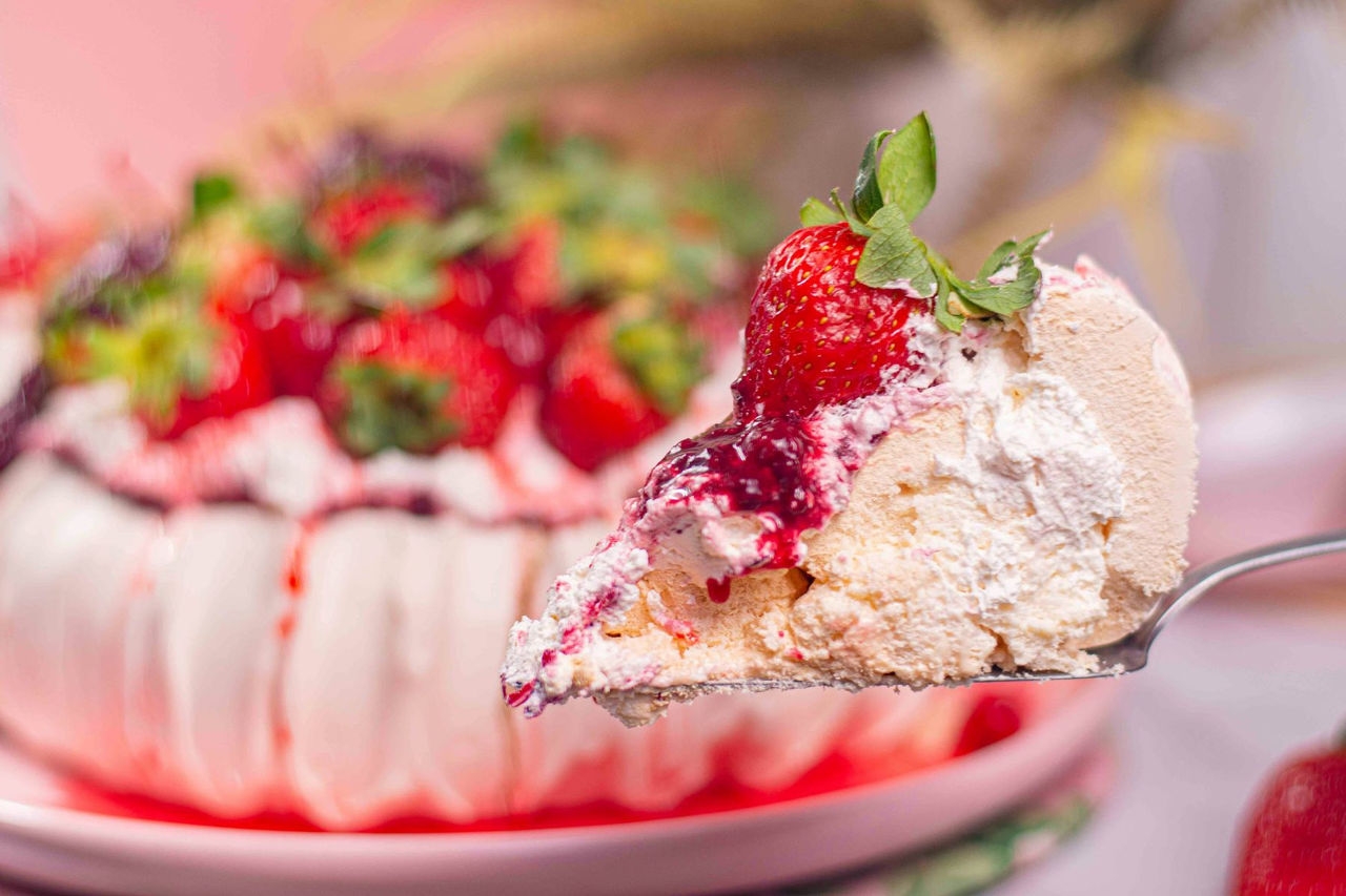 A strawberry pavlova