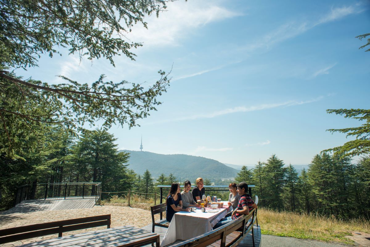 Friends having a picnic at National Arboretum