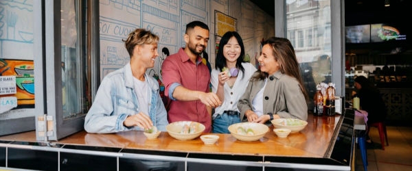 Friends enjoying a meal